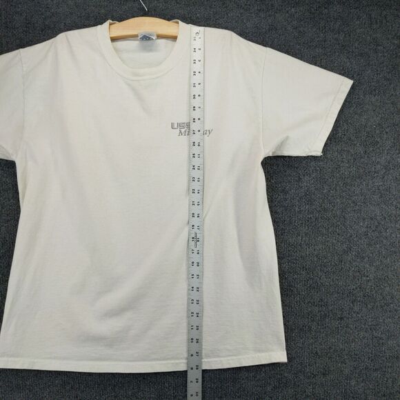 USS Midway T Shirt Size L White Double Sided Graphic Navy Short Sleeve - Picture 4 of 16